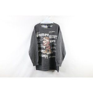 Vintage Disney Womens 14W Distressed Snow White 7 Dwarves Grumpy Sweatshirt Gray